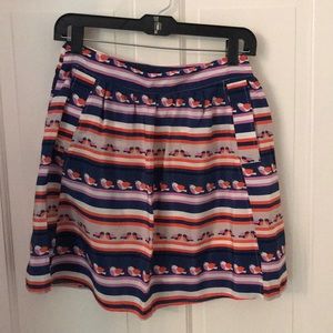 Colorful silk skater skirt with pockets